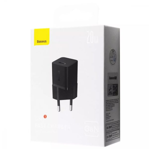 Зарядний пристрій Baseus GaN5 Fast Charger (mini) PD20W (1USB-C) (CCGN05010) Чорний - Зображення 4