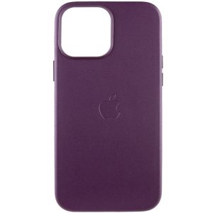 Шкіряний чохол для Apple iPhone 14 Pro Max Бордовий Leather Case with MagSafe