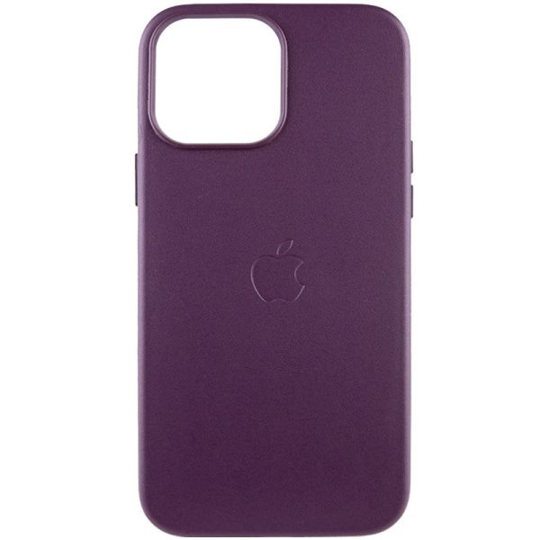 Шкіряний чохол для Apple iPhone 14 Pro Max Бордовий Leather Case with MagSafe