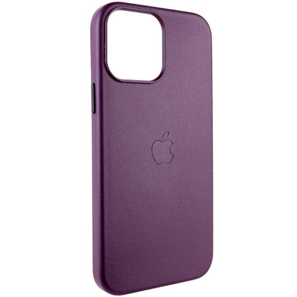 Шкіряний чохол для Apple iPhone 14 Pro Max Бордовий Leather Case with MagSafe - Зображення 2