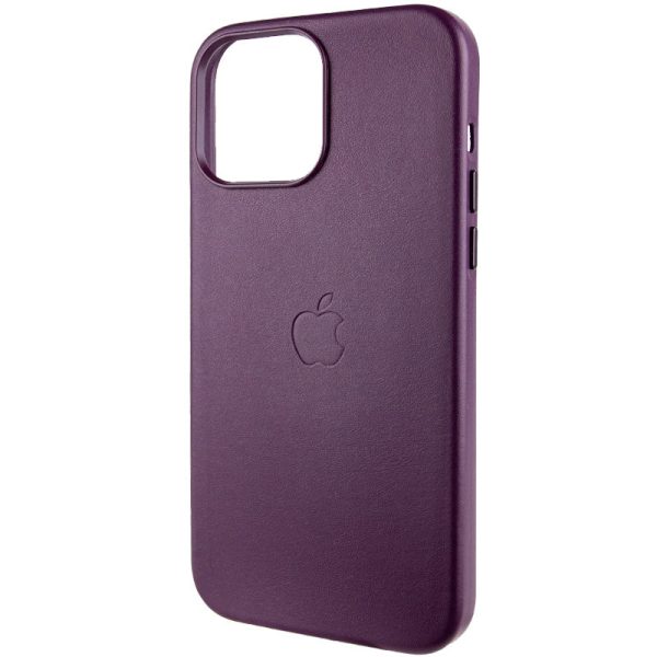 Шкіряний чохол для Apple iPhone 14 Pro Max Бордовий Leather Case with MagSafe - Зображення 3