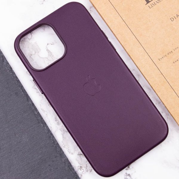 Шкіряний чохол для Apple iPhone 14 Pro Max Бордовий Leather Case with MagSafe - Зображення 6
