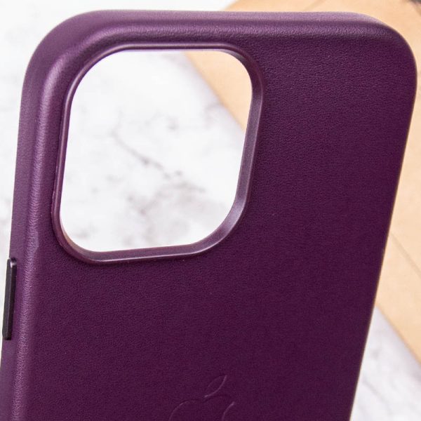 Шкіряний чохол для Apple iPhone 14 Pro Max Бордовий Leather Case with MagSafe - Зображення 7