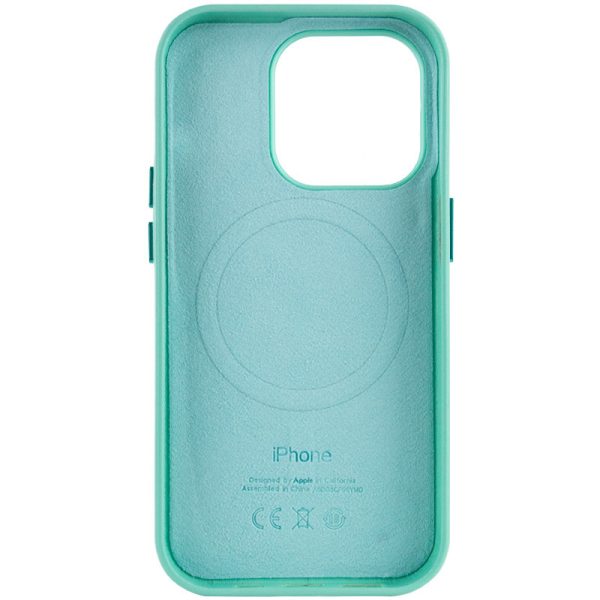 Шкіряний чохол для Apple iPhone 14 Pro Max Блакитний Leather Case with MagSafe - Зображення 2