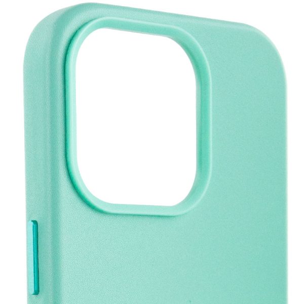 Шкіряний чохол для Apple iPhone 14 Pro Max Блакитний Leather Case with MagSafe - Зображення 3