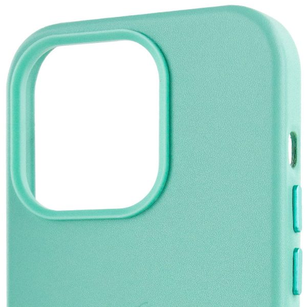 Шкіряний чохол для Apple iPhone 14 Pro Max Блакитний Leather Case with MagSafe - Зображення 5