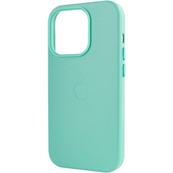 Шкіряний чохол для Apple iPhone 14 Pro Max Блакитний Leather Case with MagSafe - Зображення 6