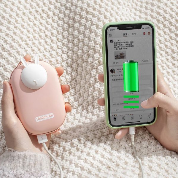 Павербанк Power Bank GXZ-N705 2in1 з обігрівачем для рук 10000 mAh Рожевий / Rabbit - Зображення 2