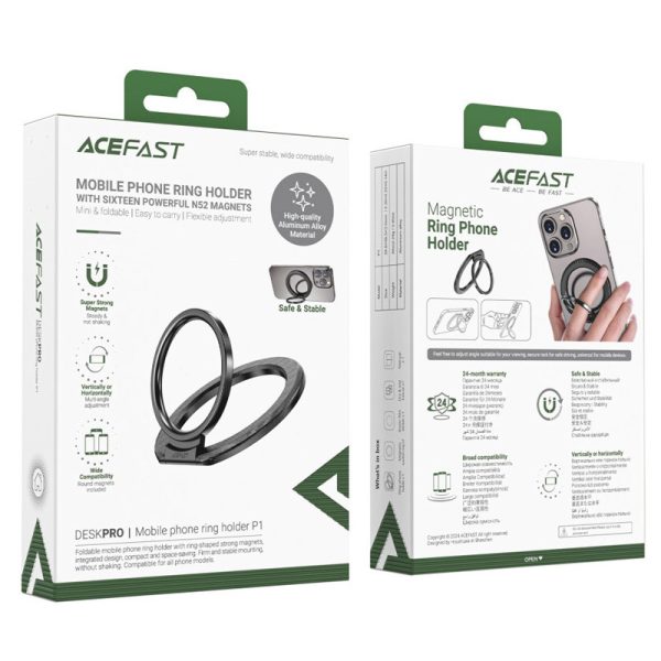 Тримач кільце Acefast P1 Magnetic Ring Phone Holder Чорний - Зображення 3