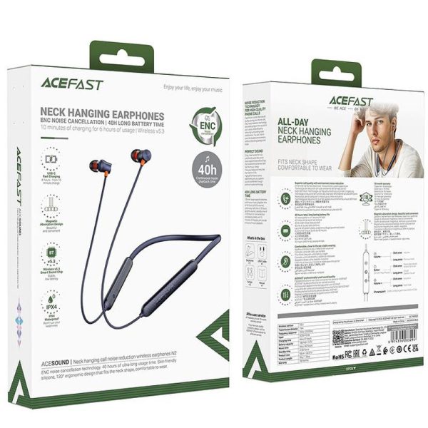 Bluetooth навушники Acefast N2 neck-hanging Синій - Зображення 5