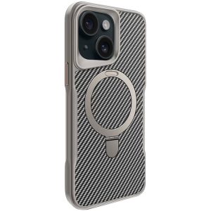 Чохол для iPhone 15 Сірий Metal Buttons with MagSafe Carbon Ring