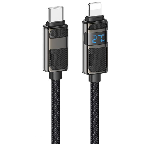 Дата кабель Hoco U137 Line with display Type-C to Lightning 27W (1.2m) Чорний