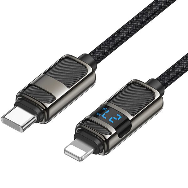 Дата кабель Hoco U137 Line with display Type-C to Lightning 27W (1.2m) Чорний - Зображення 2