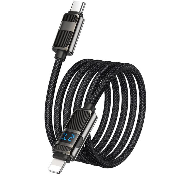 Дата кабель Hoco U137 Line with display Type-C to Lightning 27W (1.2m) Чорний - Зображення 5