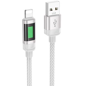 Дата кабель Hoco U126 Lantern 2.4A USB to Lightning (1.2m) Сірий