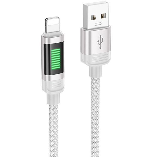 Дата кабель Hoco U126 Lantern 2.4A USB to Lightning (1.2m) Сірий