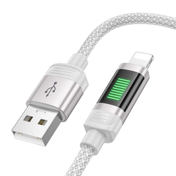 Дата кабель Hoco U126 Lantern 2.4A USB to Lightning (1.2m) Сірий - Зображення 2