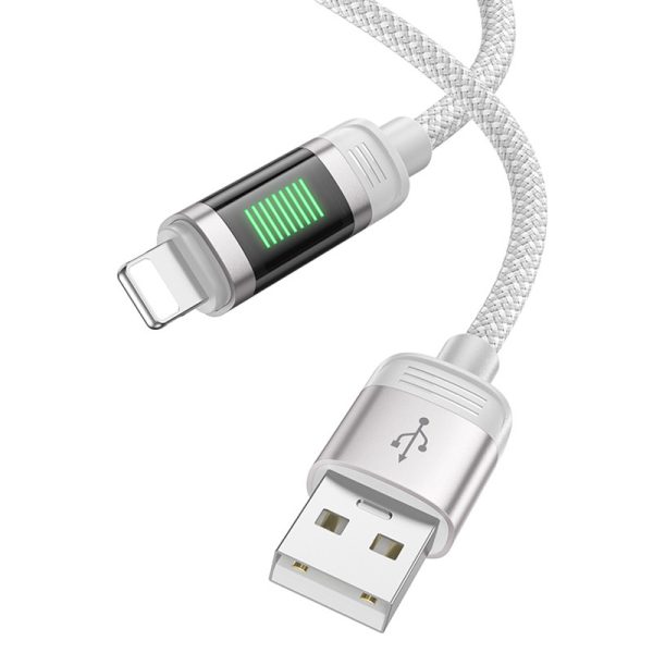 Дата кабель Hoco U126 Lantern 2.4A USB to Lightning (1.2m) Сірий - Зображення 3