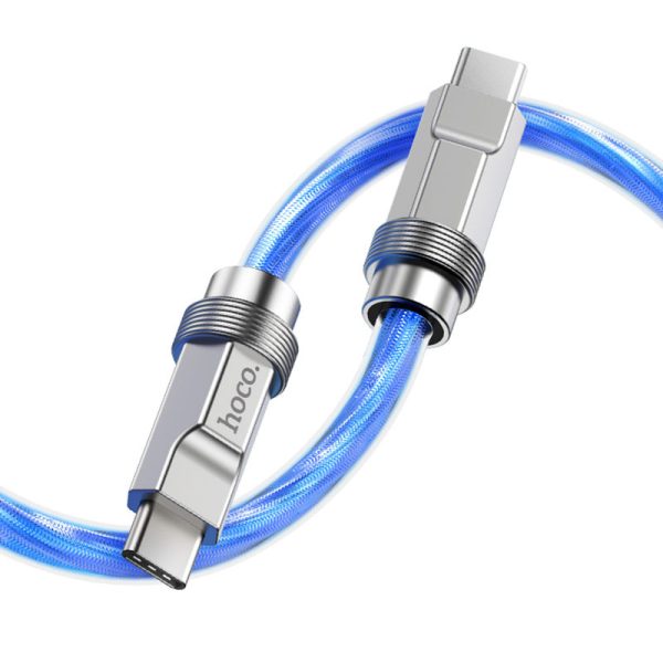 Дата кабель Hoco U113 Solid 100W Type-C to Type-C (1m) Синій - Зображення 3