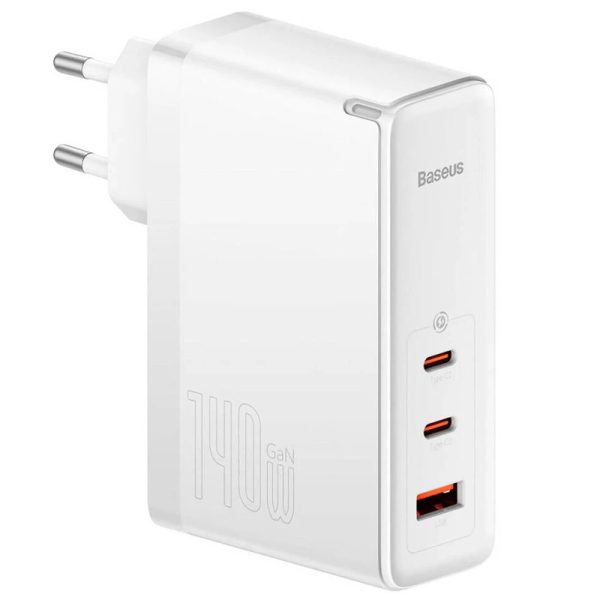 Зарядний пристрій Baseus GaN5 Pro 140W EU (1UAB-A/2C) + кабель Type-C to Type-C (CCGP100201) Білий