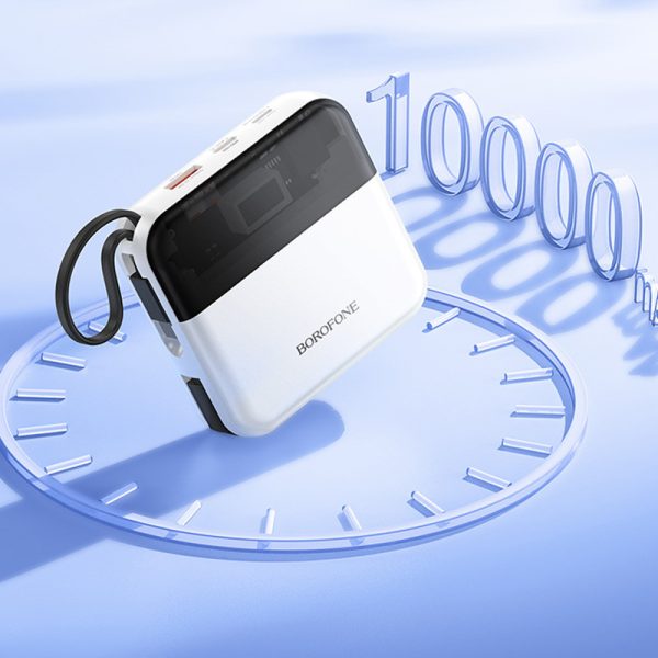 Павербанк Power Bank BOROFONE BJ64 Distinct 22.5W+PD20W with cable 10000 mAh Білий - Зображення 4