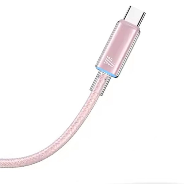 Дата кабель USAMS US-SJ660 Type-C to Type-C PD100W Cloud Series (1.2m) Рожевий - Зображення 2