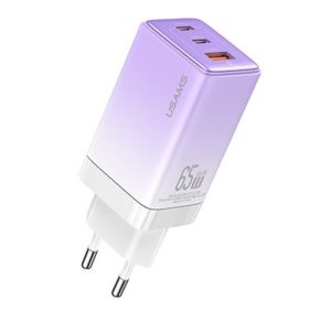 Зарядний пристрій Usams US-CC180 65W 3 Ports GaN Sandru series (1USB-A/2C) Gradient Фіолетовий