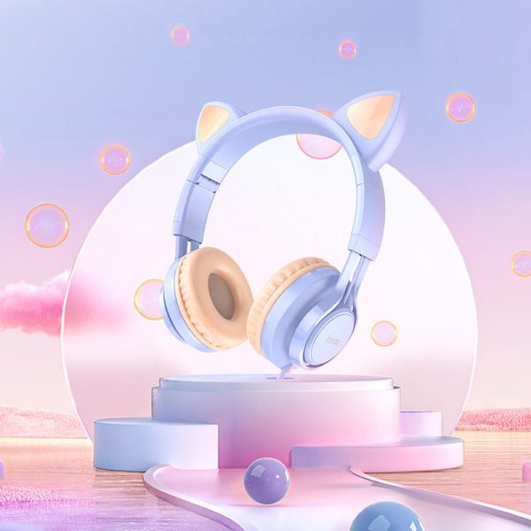 Накладні навушники Hoco W36 Cat ear (3.5mm/1.2m) Dream Синій - Зображення 3