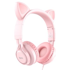 Накладні навушники Hoco W36 Cat ear (3.5mm/1.2m) Рожевий