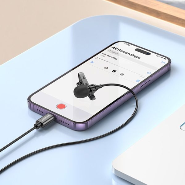 Мікрофон петличний Borofone BFK11 Elegant lavalier Lightning 2m - Зображення 5