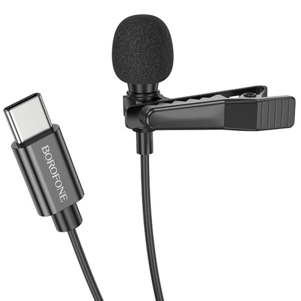 Мікрофон петличний Borofone BFK11 Elegant lavalier Type-C (2m) Чорний - Зображення 2