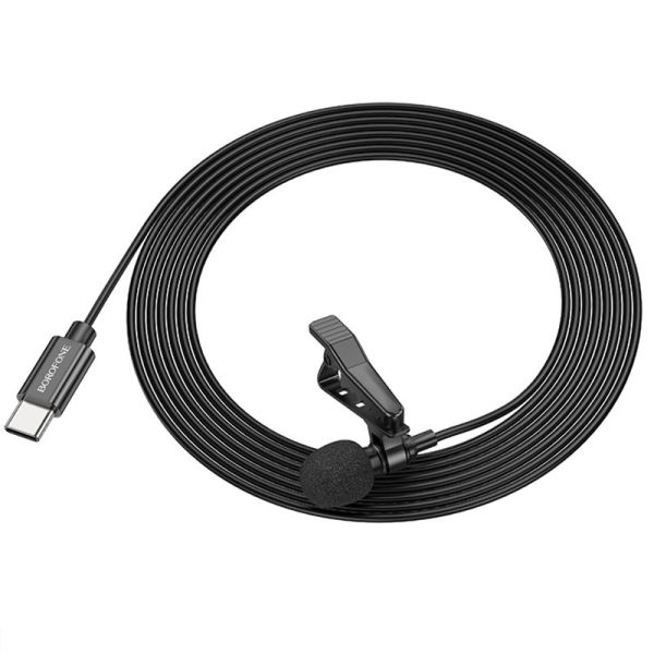 Мікрофон петличний Borofone BFK11 Elegant lavalier Type-C (2m) Чорний - Зображення 4