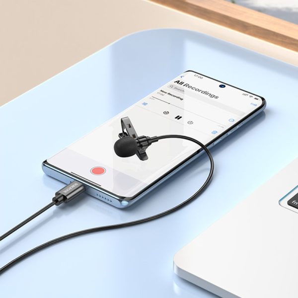 Мікрофон петличний Borofone BFK11 Elegant lavalier Type-C (2m) Чорний - Зображення 5