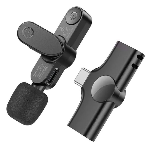Петличний бездротовий мікрофон Borofone BFK12 Trophy lavalier Lightning/Type-C Чорний - Зображення 2