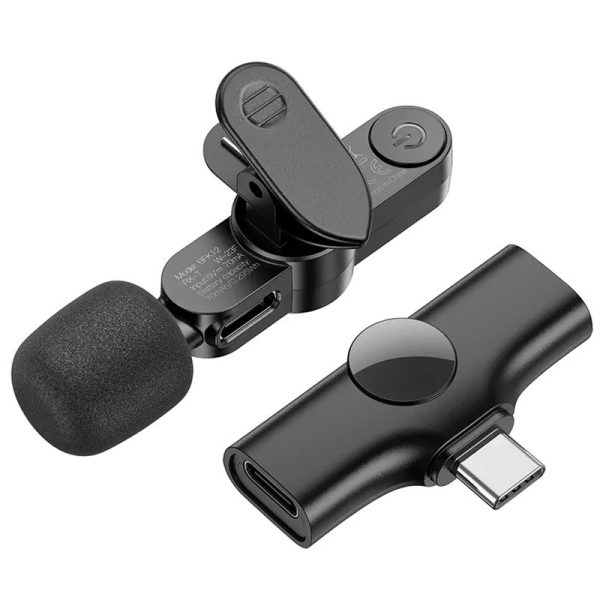 Петличний бездротовий мікрофон Borofone BFK12 Trophy lavalier Lightning/Type-C Чорний - Зображення 4