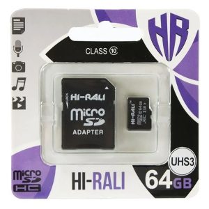 Карта пам'яті Hi-Rali microSDXC (UHS-3) 64 GB Card Class 10 з адаптером Чорний