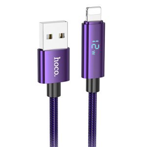 Дата кабель Hoco U125 Benefit 2.4A USB to Lightning with display (1.2m) Фіолетовий
