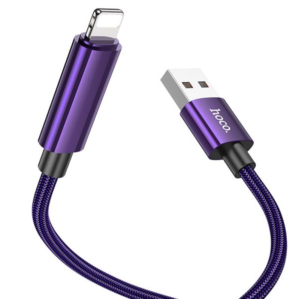 Дата кабель Hoco U125 Benefit 2.4A USB to Lightning with display (1.2m) Фіолетовий - Зображення 3