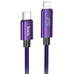 Дата кабель Hoco U125 Benefit 27W Type-C to Lightning with display (1.2m) Фіолетовий