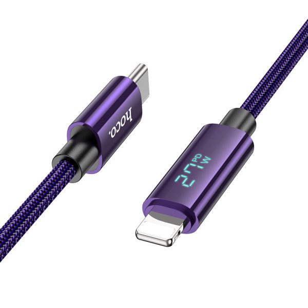 Дата кабель Hoco U125 Benefit 27W Type-C to Lightning with display (1.2m) Фіолетовий - Зображення 2
