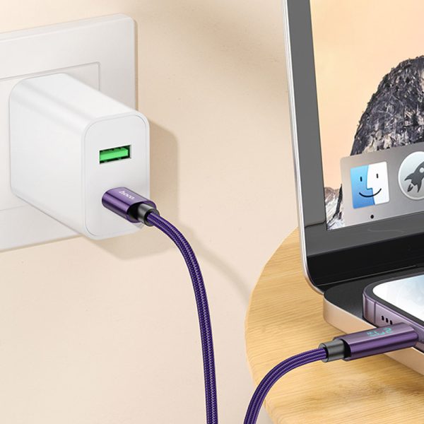 Дата кабель Hoco U125 Benefit 27W Type-C to Lightning with display (1.2m) Фіолетовий - Зображення 4