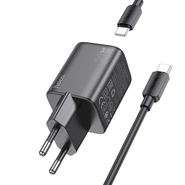Зарядний пристрій Hoco N40 Mighty PD20W (1USB-C) + кабель Type-C to Type-C Чорний - Зображення 2