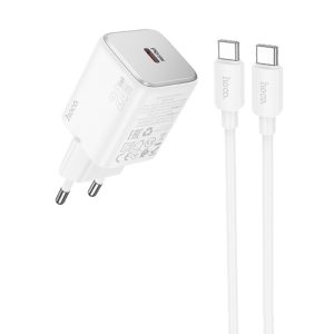 Зарядний пристрій Hoco N40 Mighty PD20W (1USB-C) + кабель Type-C to Type-C Білий