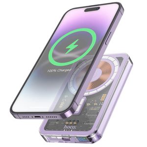 Павербанк Power Bank Hoco Q14 Блакитний Crystal PD20W з БЗП 5000 mAh Фіолетовий