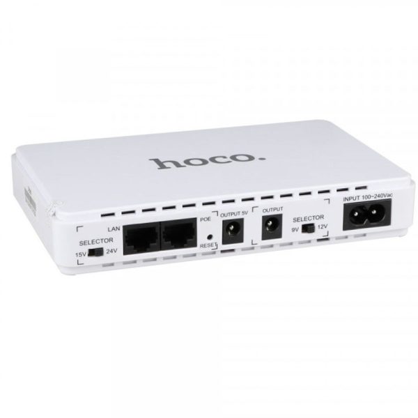 Джерело безперебійного живлення Hoco DB25 Smart Mini UPS для роутерів 5V/9V/12V 8800 mAh Білий - Зображення 3