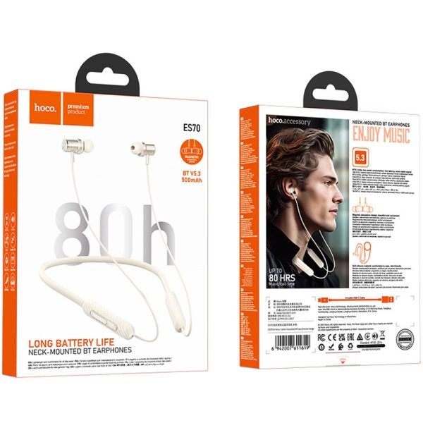 Bluetooth навушники Hoco ES70 Armour neck-mounted Biege - Зображення 3