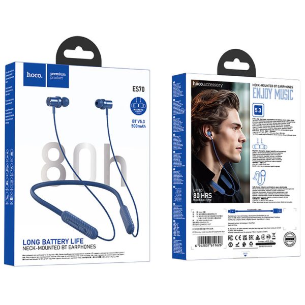 Bluetooth навушники Hoco ES70 Armour neck-mounted Синій - Зображення 3
