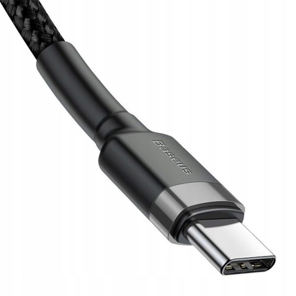 Дата кабель Baseus Cafule Type-C to Type-C Cable PD 2.0 60W (1m) (CATKLF-G) Чорний - Зображення 4