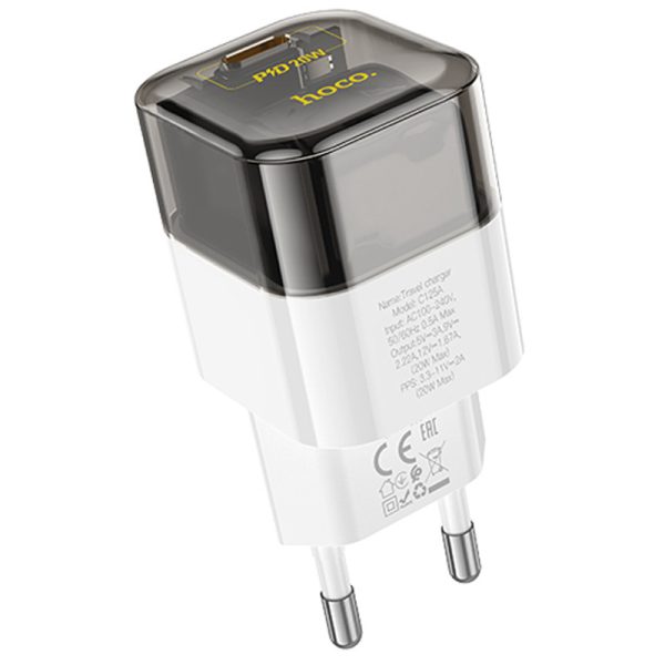 Зарядний пристрій Hoco C125A Прозорий PD20W (1USB-C) Чорний