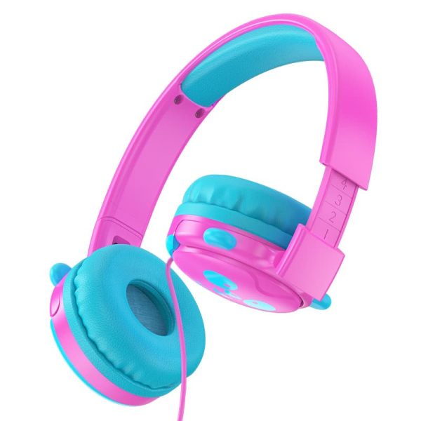 Накладні навушники Hoco W31 Childrens (3.5mm/1.2m) Рожево-блакитний - Зображення 2